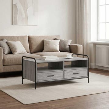 vidaXL Salontafel Grijs Sonoma 99,5 x 49 x 46 cm Bewerkt, Huis en Inrichting, Verzenden, Nieuw, Overige houtsoorten, Minder dan 50 cm