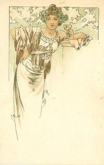 Alphonse Mucha (1860–1939) - „Menu: La Coupe de Champagne” -