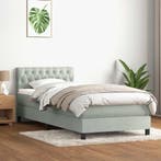 vidaXL Boxspring met matras fluweel lichtgrijs 80x210 cm, Verzenden, Nieuw, Grijs, Stof