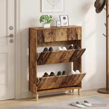 vidaXL Schoenenkast DELFT 78 x 24 x 103 cm Bewerkt hout Oud, Verzenden, Nieuw