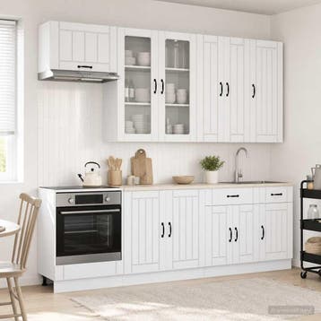 vidaXL Keukenblok LUCCA 8 st Hoogglans Wit Bewerkt hout, Huis en Inrichting, Verzenden, Nieuw, Wit