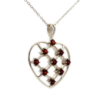 Zonder minimumprijs - Hanger Zilver - 1.26ct. tw. Granaat -