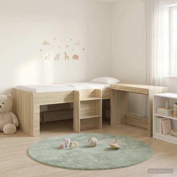 vidaXL Hoge Bed Frame met Bureau voor Kinderen 2 st Sonoma, Verzenden, Nieuw, Bruin, Hout