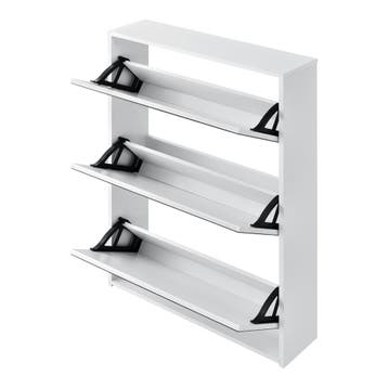 Schoenenkast Lund met spiegels 3 vouwdeuren 102,5x63x17 wit, Verzenden, Nieuw