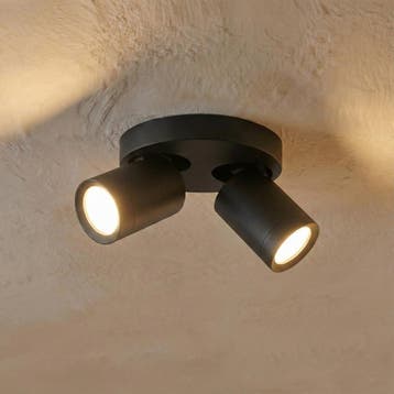 Opbouw Plafondspot LEXI | 2x GU10 fitting | Rond | Zwart, Ophalen of Verzenden, Nieuw, Plafondspot of Wandspot