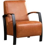 Leren fauteuil Glory - Vintage Cognac (cognac), Nieuw, Ophalen of Verzenden, 50 tot 75 cm, Industrieel, Modern