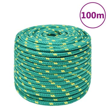 vidaXL Boottouw 14 mm 100 m polypropyleen groen, Verzenden, Nieuw
