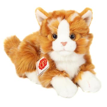 Hermann Teddy knuffelkat - pluche - rood/oranje - 30 cm, Verzenden, Nieuw