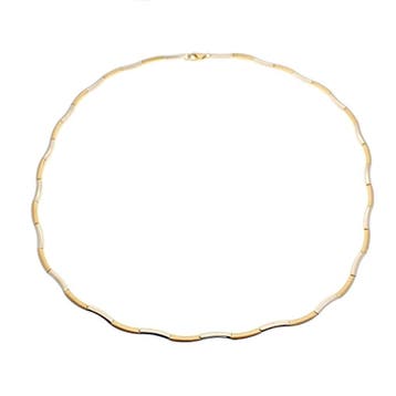 Bicolor gouden staafjes collier (Ketting), Ophalen of Verzenden, Gebruikt, Overige kleuren, Goud