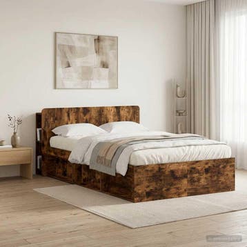 vidaXL Hoofdeinde kas met opslag Gerookt eiken Bewerkt hout, Verzenden, Nieuw, Bruin, Hout