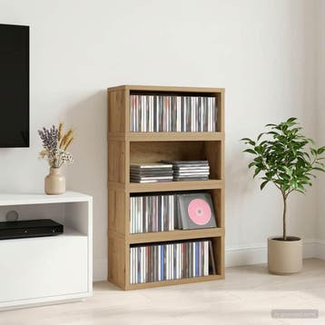 vidaXL CD Opslag Rek 4 st Artisanaal eiken 40 x 17 x 17 cm, Verzenden, Nieuw