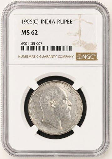 Brits India. Edward VII. 1 Rupee 1906 - NGC MS62 (Calcuta)
