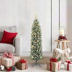 vidaXL Kunstmatige slanke kerstboom met 150 LED Groen en Wit, Verzenden, Nieuw