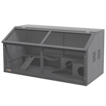 TRUUSK Houten Hamsterkooi 100cm - Knaagdierhuis met Hangbrug, Verzenden, Nieuw