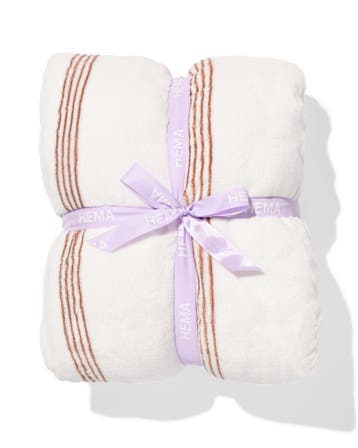 HEMA Plaid 130x150cm sherpa strepen bruin laag geprijsd, Verzenden, Nieuw