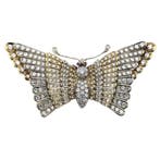 Exclusieve bicolor gouden vlinderbroche met robijn en dia..., Gebruikt, Overige kleuren, Ophalen of Verzenden, Met edelsteen