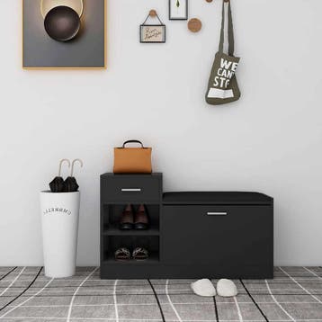 vidaXL Schoenenbank 94,5x31x57 cm bewerkt hout zwart, Verzenden, Nieuw