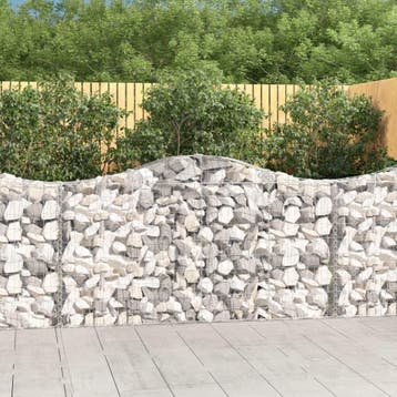 vidaXL Schanskorf gewelfd 200x30x100/120 cm gegalvaniseerd, Tuin en Terras, Bloembakken en Plantenbakken, 100 cm of meer, Verzenden