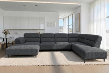 U-Bank Bloemendaal - u-banken - Antraciet, Nieuw, 150 cm of meer, Stof, 300 cm of meer