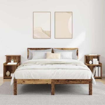 vidaXL Nachtkastje 2 st Oudhout 40 x 35 x 60 cm Bewerkt hout, Minder dan 45 cm, Verzenden, Nieuw, 55 tot 70 cm
