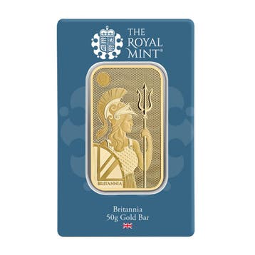 50 gram goudbaar Royal Mint – Britannia (met certificaat), Verzenden, Goud