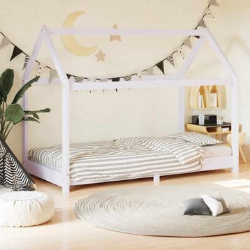 vidaXL Kinderbedframe massief grenenhout wit 80x160 cm, Verzenden, Nieuw