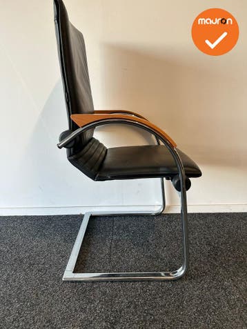 Ahrend vergaderstoel - Zwart leer - Hoge rug - Chroom, Zakelijke goederen, Kantoor en Winkelinrichting | Kantoormeubilair en Inrichting