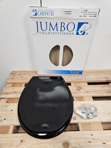 Jumbo Toiletzitting 44 x 37 cm glans zwart, Ophalen of Verzenden, Nieuw, Bad