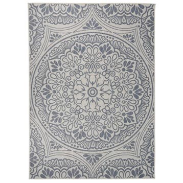 vidaXL Buitenkleed met patroon platgeweven 200x280 cm blauw, Verzenden, Nieuw, Blauw