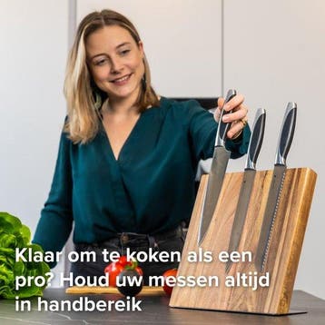 2dekans | Groot Houten Messenblok Magnetisch Coninx Quin XL, Huis en Inrichting, Ophalen of Verzenden, Zo goed als nieuw
