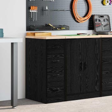 vidaXL Garagekast 30x51x85 cm massief grenenhout zwart, Verzenden, Nieuw
