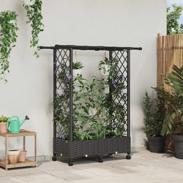 vidaXL Verhoogd Bed met Trellis en Dak Bruin 122,5 x 40 x, Verzenden, Nieuw, Minder dan 60 cm, 60 cm of meer