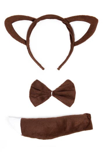 KIMU® Vos Haarband Oren Strik Staart Diadeem Set Bruin Wit Z, Ophalen of Verzenden, Nieuw, Carnaval, Accessoires