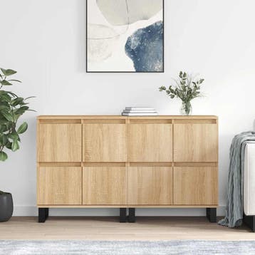 vidaXL Dressoirs 2 st bewerkt hout sonoma eikenkleurig, Verzenden, Nieuw, Overige houtsoorten