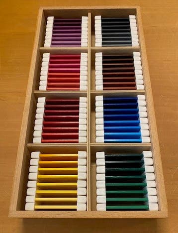 Montessori kleurspoelen nuancekist (64-delig), Verzenden, Nieuw