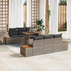 vidaXL Tuin Eetset met kussen 7 pcs Grijs en Bruin, Verzenden, Nieuw, Rotan, 7 zitplaatsen