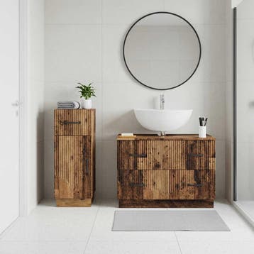 vidaXL 2-delige Badkamerkast Set HOORN Oud hout Bewerkt hout, Verzenden, Nieuw