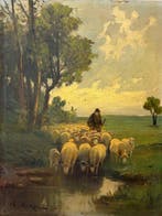 Ch. Herve (XIX) - Hirte mit Herde