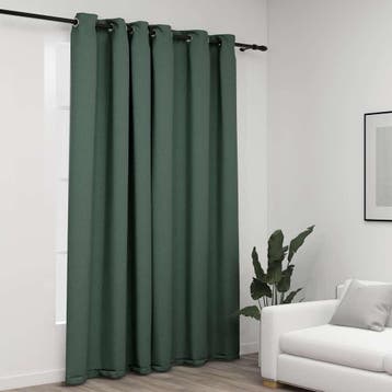 vidaXL Gordijn linnen-look verduisterend met ogen 290x245 cm, Verzenden, Nieuw, Groen