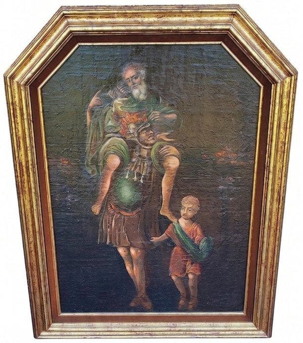 Italiaanse school (XVII) - Portret schilderij mythische held, Antiek en Kunst, Kunst | Schilderijen | Klassiek