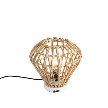 Landelijke tafellamp bamboe met wit - Canna Diamond, Huis en Inrichting, Lampen | Tafellampen, Verzenden, Nieuw, Landelijk