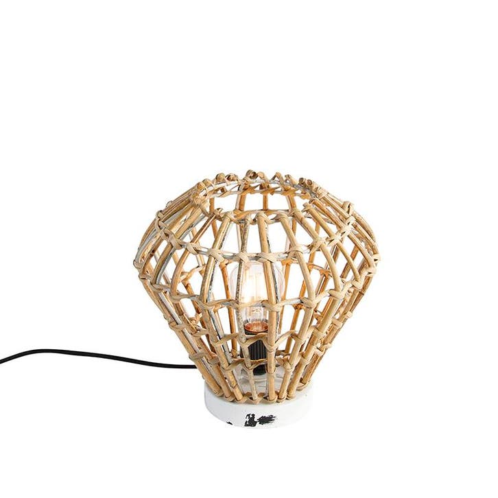 Landelijke tafellamp bamboe met wit - Canna Diamond, Huis en Inrichting, Lampen | Tafellampen, Nieuw, Verzenden