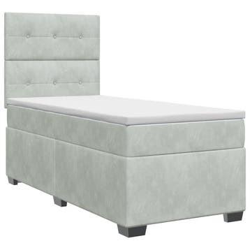 vidaXL Boxspringbed met matras met hoofdeinde Lichtgrijs, Verzenden, Nieuw, Stof