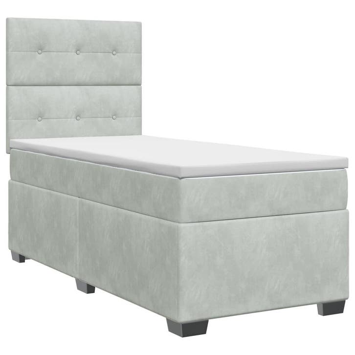 vidaXL Boxspringbed met matras met hoofdeinde Lichtgrijs, Huis en Inrichting, Slaapkamer | Bedden, Nieuw, Stof, Verzenden