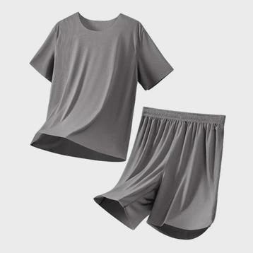 Heren Pyjama Set Korte Mouw & Shorts - Ademend Ijszijde Loun, Kleding | Heren, Verzenden, Nieuw