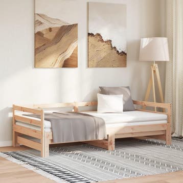 vidaXL Uitschuifbare slaapbank zonder matras 80x200 cm, Eenpersoons, Bruin, Verzenden, Nieuw