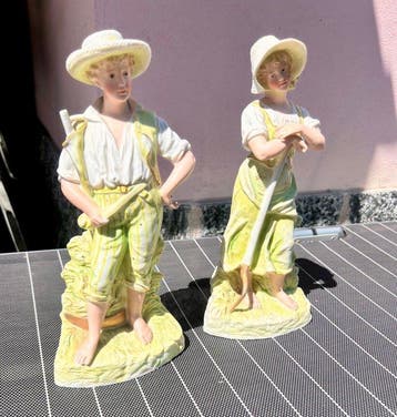 sculptuur, Coppia di statue bisquit 1800 - 28 cm - Biscuit