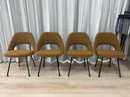 4 Knoll Saarinen Chairs | Okergeel Bouclé | Reupholstered, Overige kleuren, Design, Ophalen of Verzenden, Zo goed als nieuw