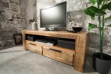 Massief tv-meubel IRON CRAFT 130cm mangohouten lowboard 2, Ophalen of Verzenden, Nieuw