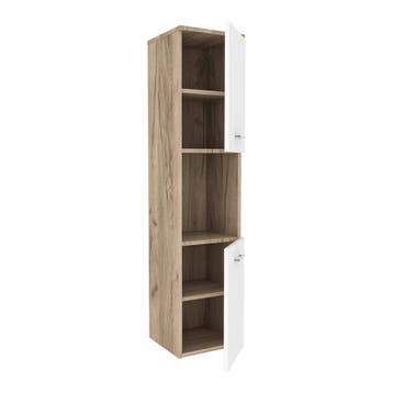 Kolomkast Krildihana 131x30x30 cm eikenkleurig wit en zilver, Verzenden, Nieuw